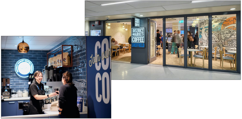 Above & top: District Market Coffee is WHS’ latest format for hospitals