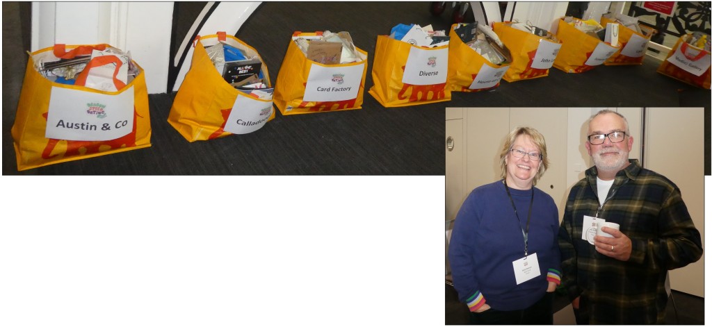 Above: The bags of card samples each Dragon took home, including Red Card’s Sally Matson and Austin & Co’s Sean Austin