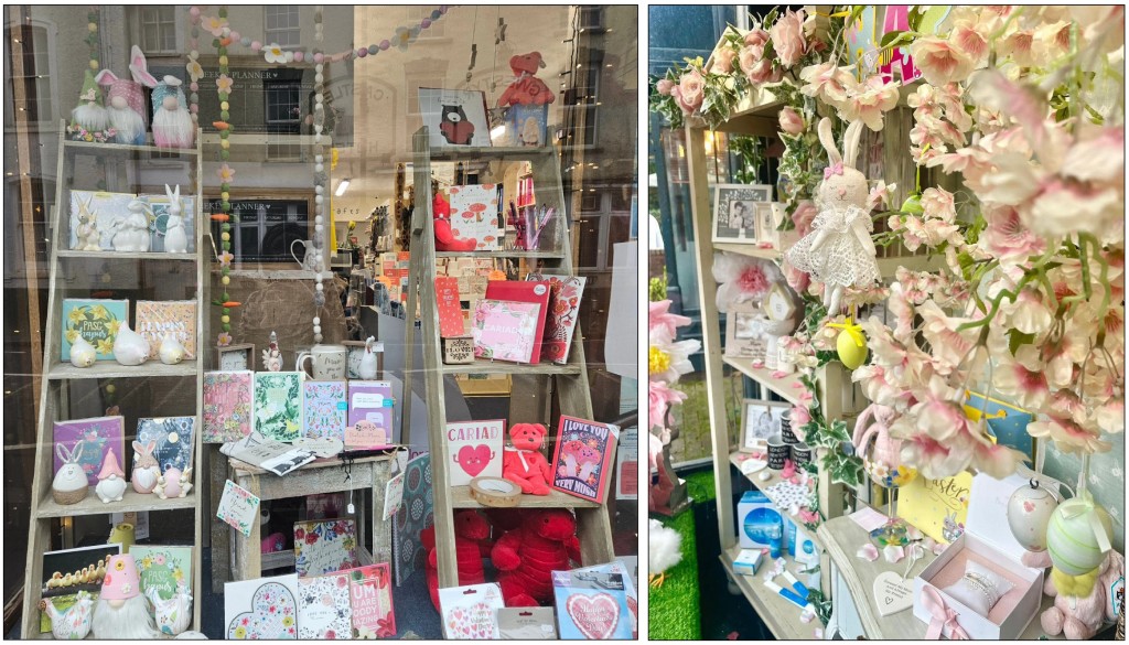 Above: Hugs & Kisses, Tettenhall, and Lampeter’s Creative Cove went all in with joint Mother’s Day and Easter displays as the events are close together this year.