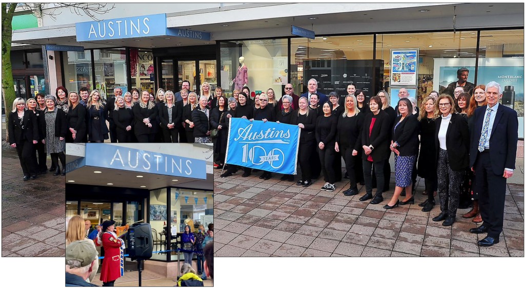 Above & top: Austins staff celebrate its 100th birthday, complete with town crier