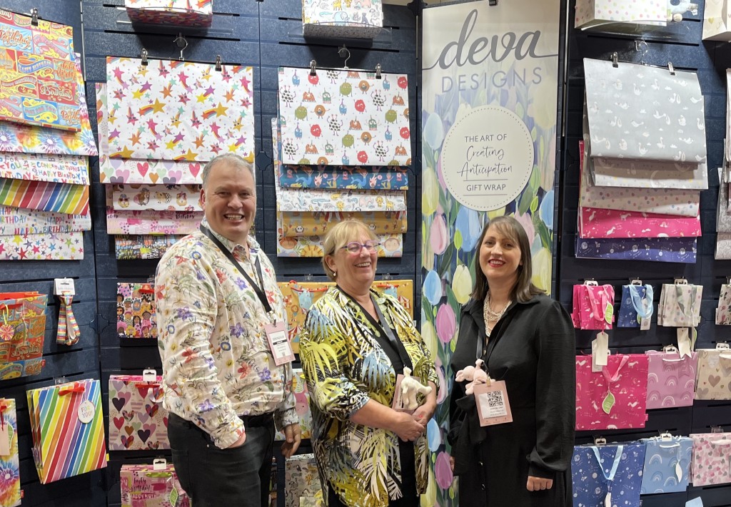 Above: Ann Rogers, Andrew Maddocks and Jenny Williams on the Deva Designs stand at Spring Fair