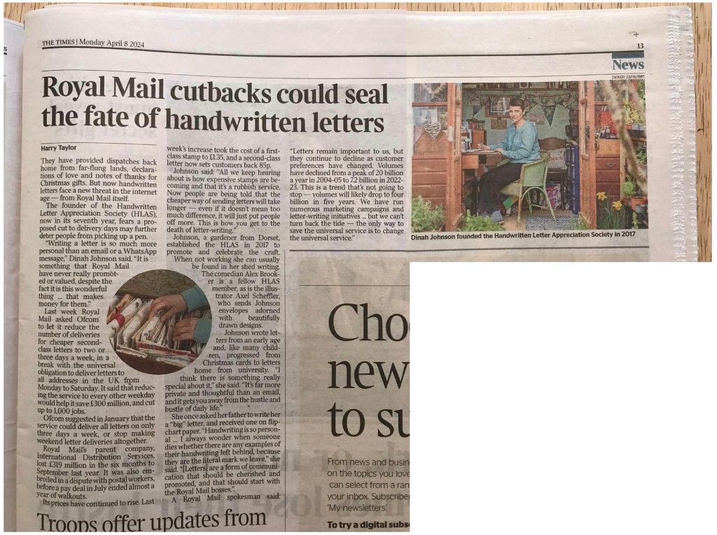 Above: The Times featured Dinah’s campaign and fears over RM’s plans to cut the service