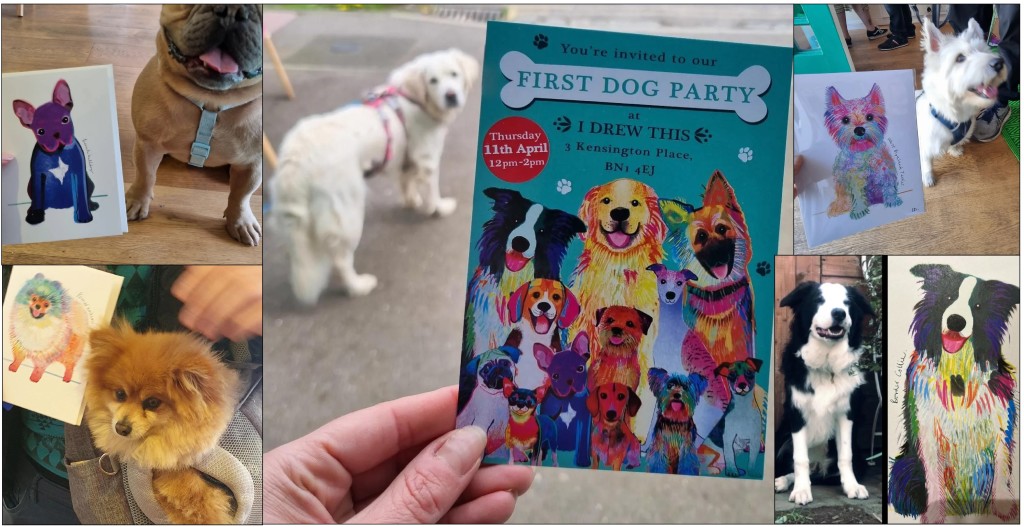 Above: Ilona Drew is all set up for her first dog party for National Pet Day but taking pics isn’t easy