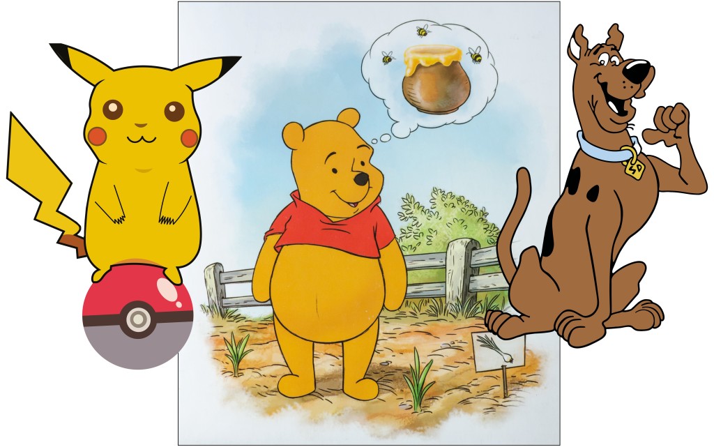 Above: Winnie The Pooh is the most popular companion in fiction, with Pikachu and Scooby-Doo as second and third