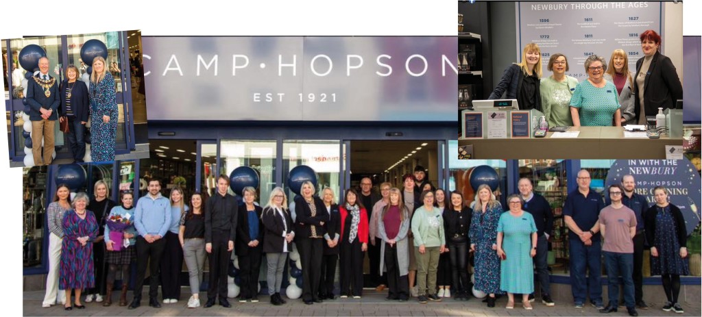 Above: The mayor and mayoress turned out with all the staff to launch Camp Hopson’s latest store
