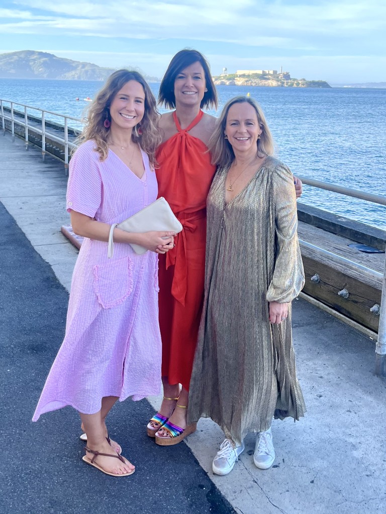 Above: Brits Louise Mulgrew, Marina Brooks of Marina B, and Rosie Harrison all ready for the ceremony