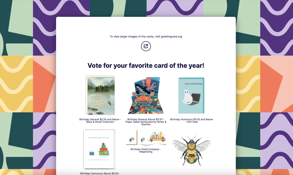 Above: Vote for your favourite Louies Award card