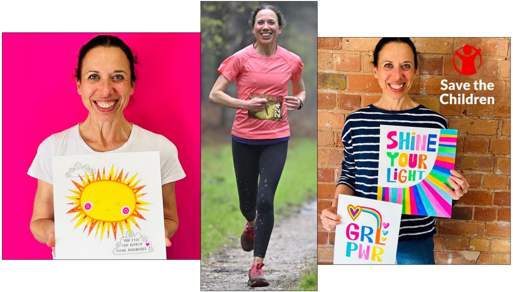 Above: Running and artworks are how Rachel is raising money for Save The Children