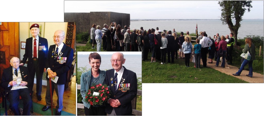 Above: Dinah organised a service for 70th anniversary, where she met Peter Lovett (bottom right), and Peter with fellow veterans Cliff Brown and Lee Wrake