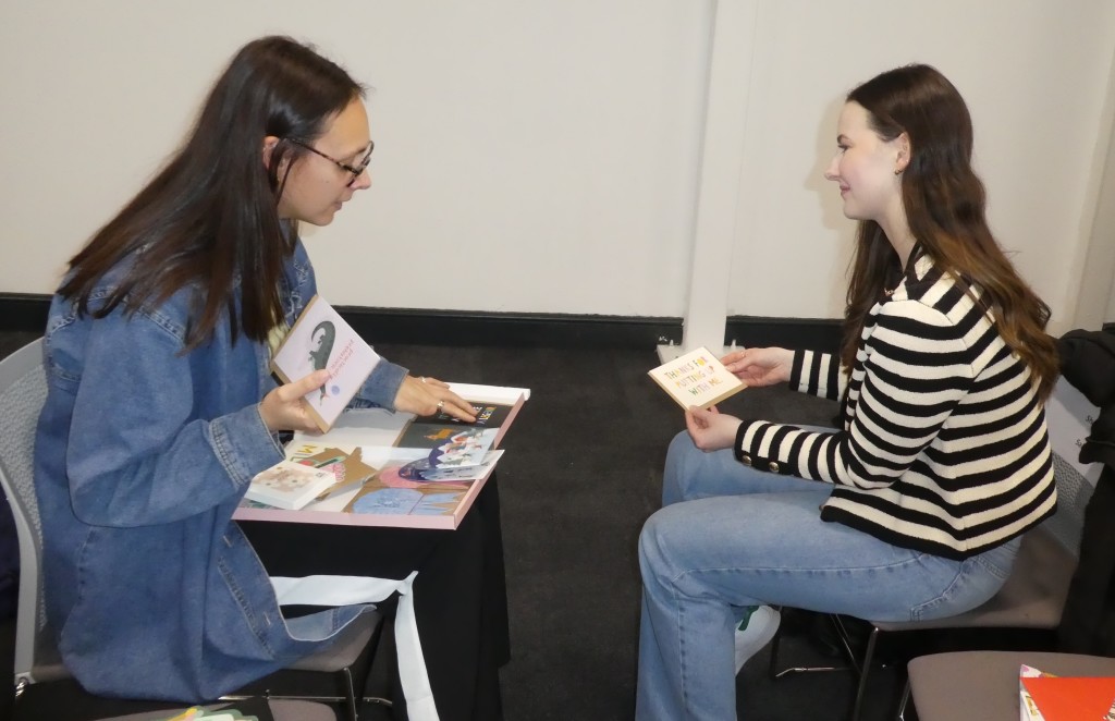 Above: Shar Grothier (right) enjoyed the whole experience of meeting a broad range of publishers