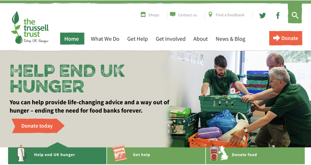 Above: The Trussell Trust fights hunger in the UK